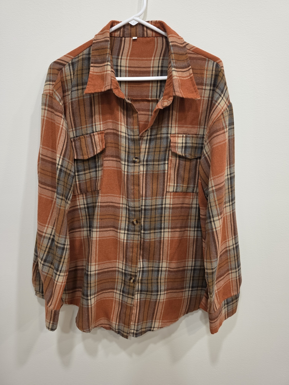 Source Unknown Orange Plaid Button-Down Shirt